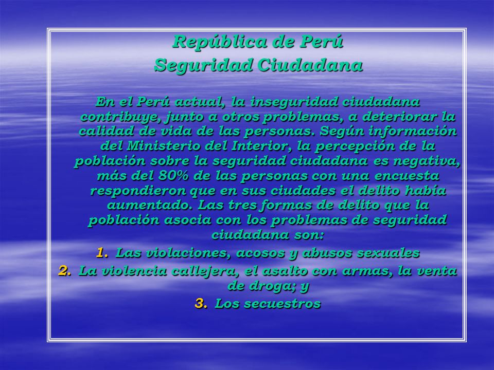 República de Perú Seguridad Ciudadana