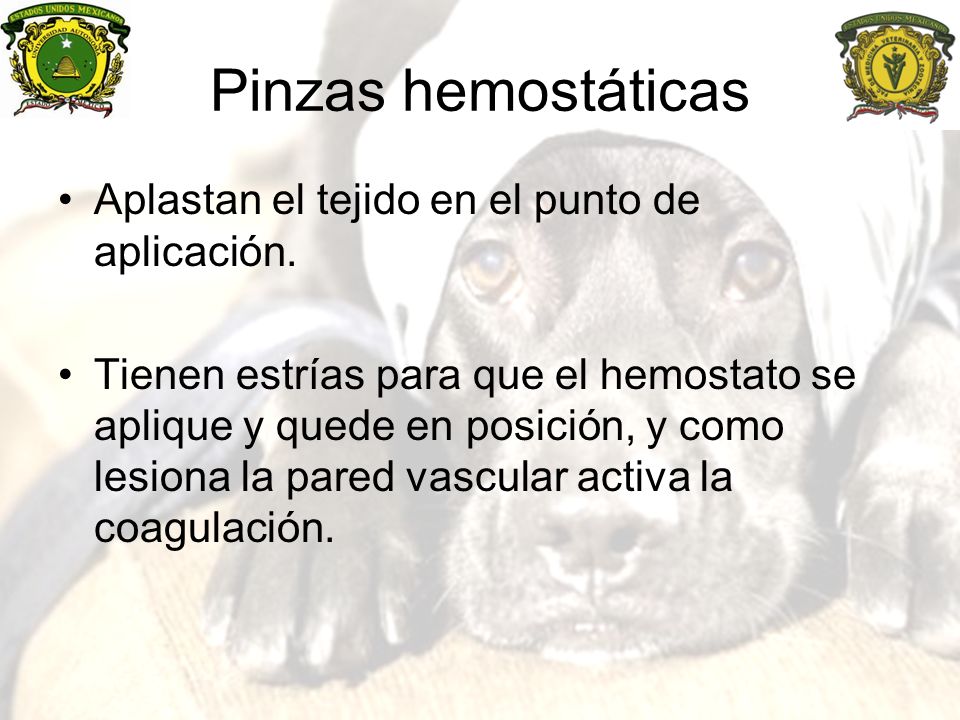 Pinzas hemostáticas Aplastan el tejido en el punto de aplicación.