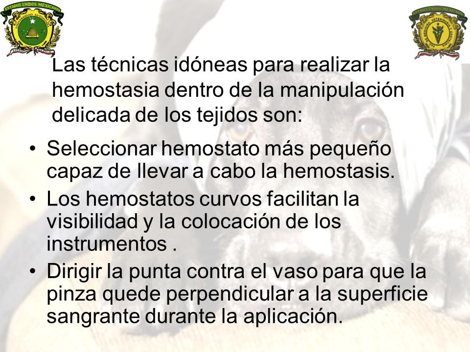 Las técnicas idóneas para realizar la hemostasia dentro de la manipulación delicada de los tejidos son: