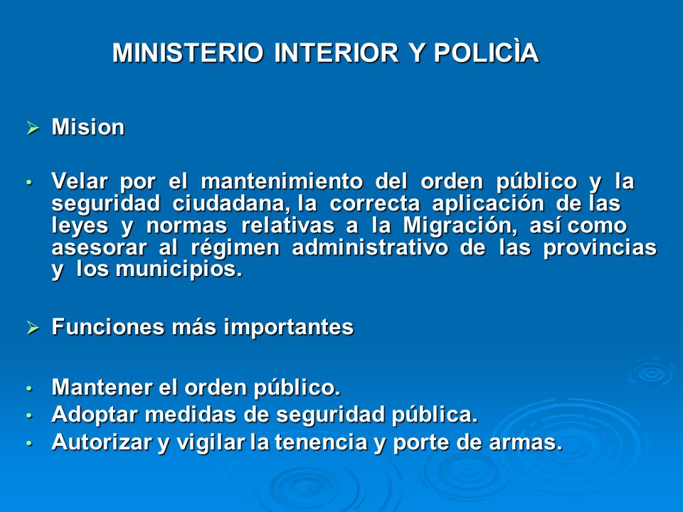 MINISTERIO INTERIOR Y POLICÌA