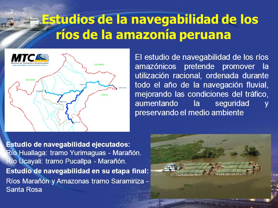 Estudios de la navegabilidad de los ríos de la amazonía peruana