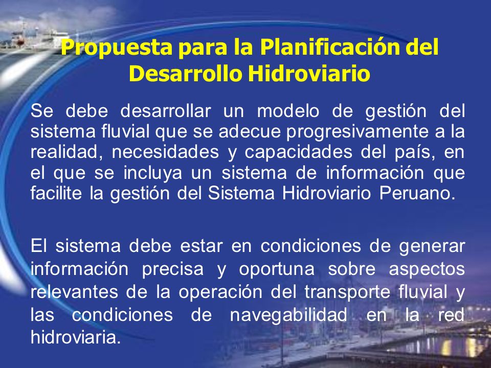 Propuesta para la Planificación del Desarrollo Hidroviario