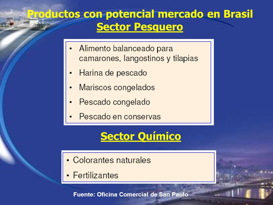 Productos con potencial mercado en Brasil Sector Pesquero
