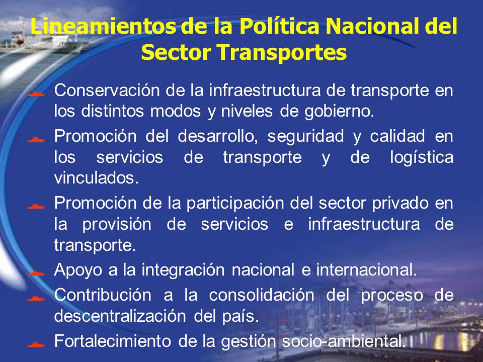 Lineamientos de la Política Nacional del Sector Transportes