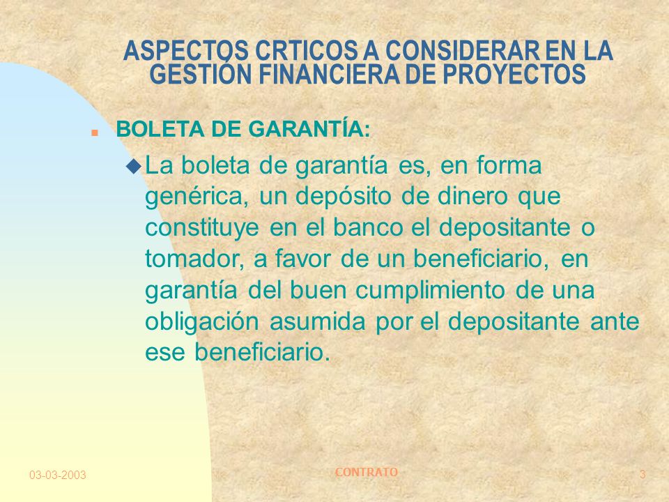 ASPECTOS CRTICOS A CONSIDERAR EN LA GESTIÓN FINANCIERA DE PROYECTOS
