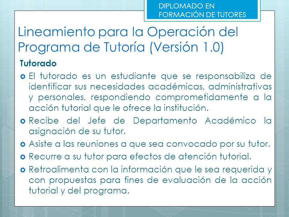 Lineamiento para la Operación del Programa de Tutoría (Versión 1.0)