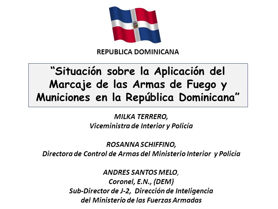 REPUBLICA DOMINICANA Situación sobre la Aplicación del Marcaje de las Armas de Fuego y Municiones en la República Dominicana