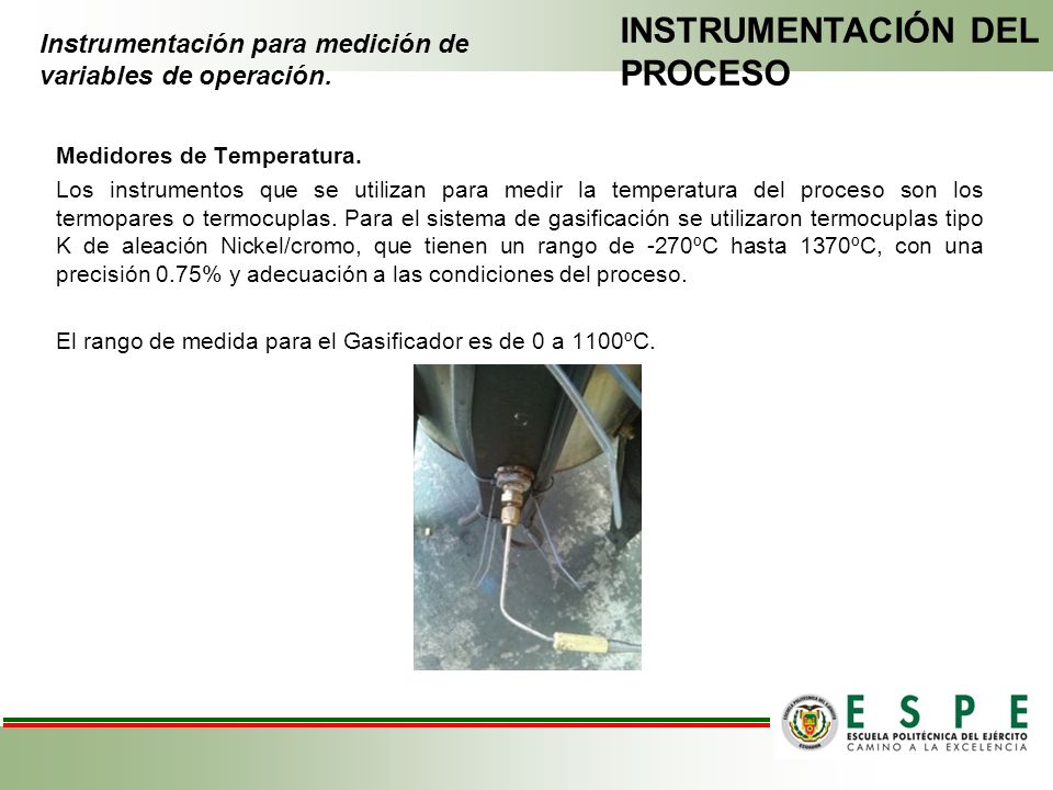 Instrumentación para medición de variables de operación.