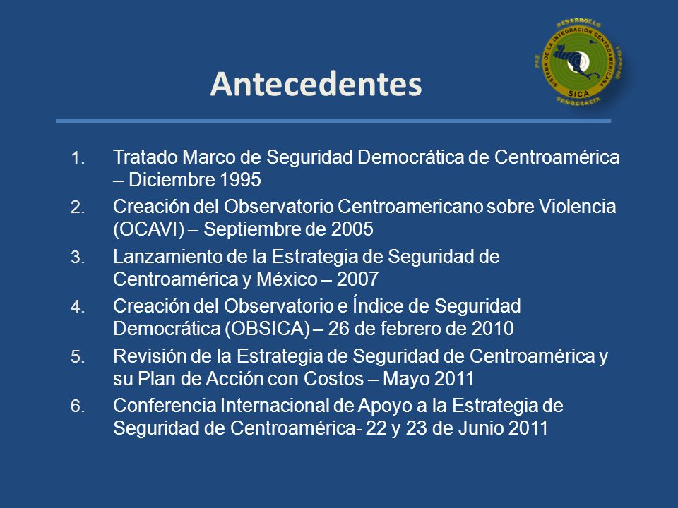 Antecedentes Tratado Marco de Seguridad Democrática de Centroamérica – Diciembre