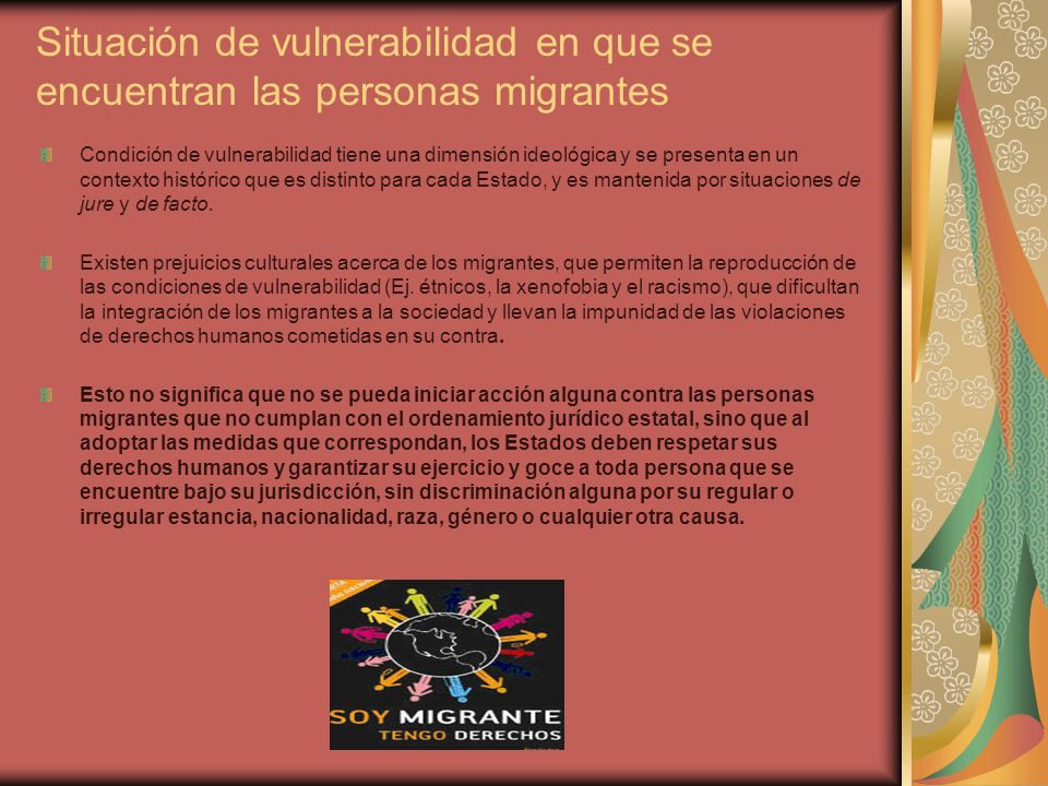 Situación de vulnerabilidad en que se encuentran las personas migrantes