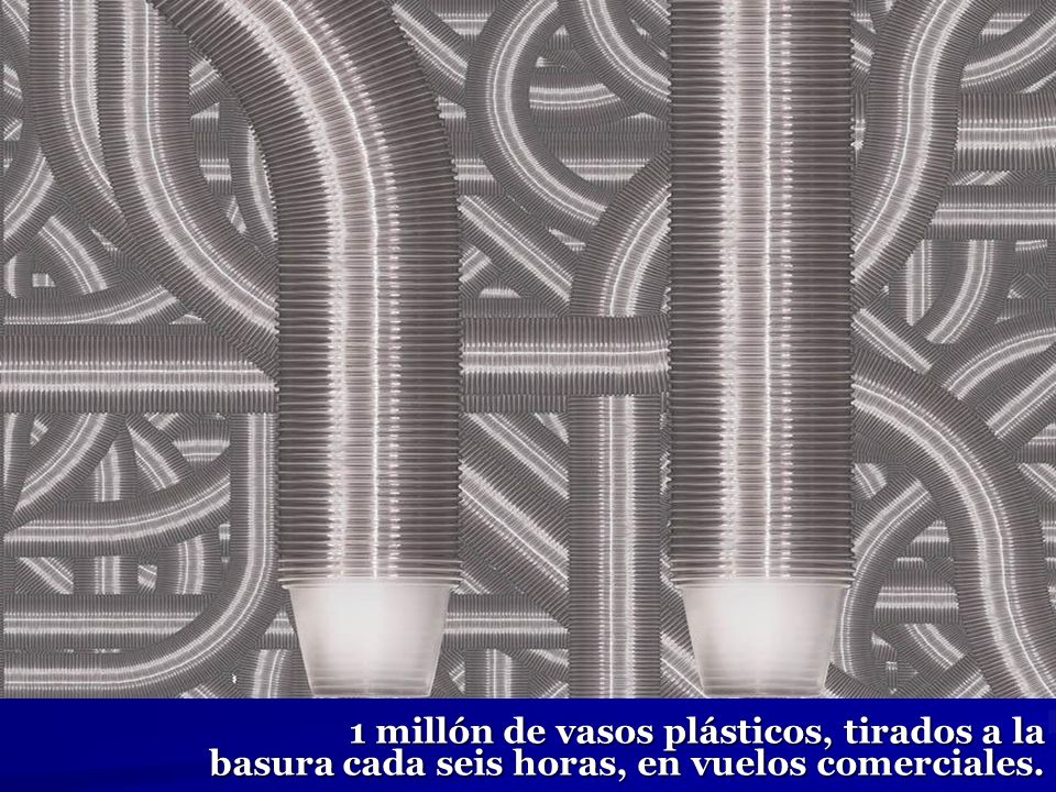 1 millón de vasos plásticos, tirados a la basura cada seis horas, en vuelos comerciales.