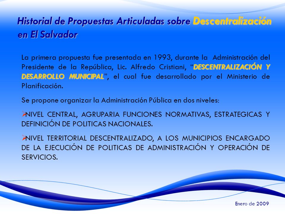 Historial de Propuestas Articuladas sobre Descentralización en El Salvador