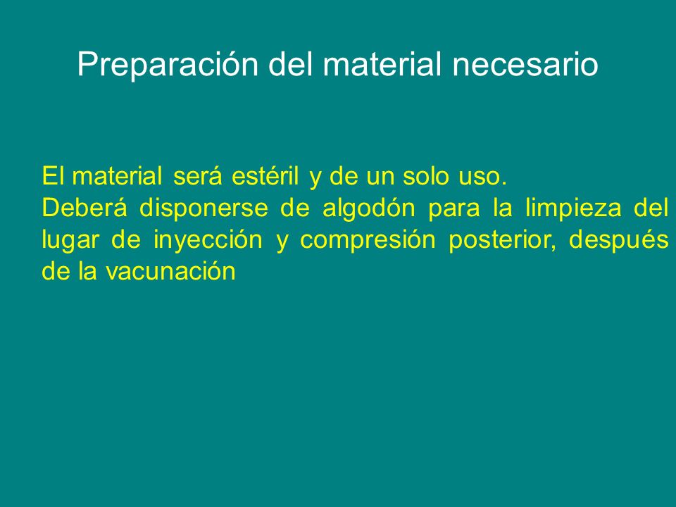 Preparación del material necesario
