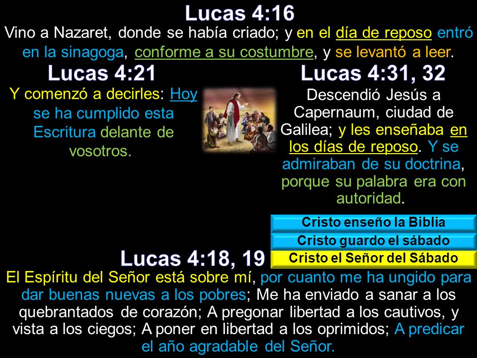 Lucas 4:16 Lucas 4:21 Lucas 4:31, 32 Lucas 4:18, 19
