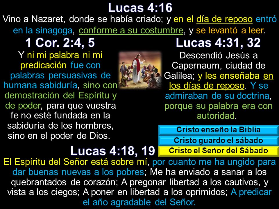 Lucas 4:16 1 Cor. 2:4, 5 Lucas 4:31, 32 Lucas 4:18, 19