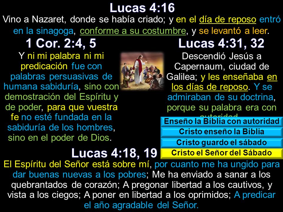 Lucas 4:16 1 Cor. 2:4, 5 Lucas 4:31, 32 Lucas 4:18, 19