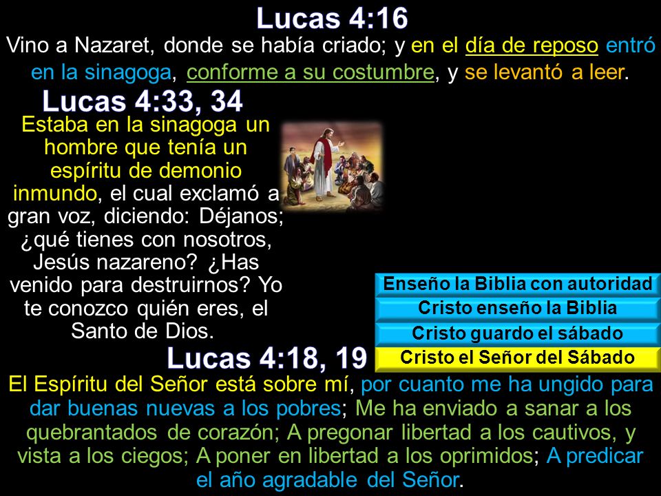 Lucas 4:16 Vino a Nazaret, donde se había criado; y en el día de reposo entró en la sinagoga, conforme a su costumbre, y se levantó a leer.