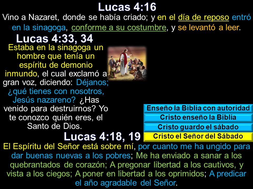Lucas 4:16 Vino a Nazaret, donde se había criado; y en el día de reposo entró en la sinagoga, conforme a su costumbre, y se levantó a leer.