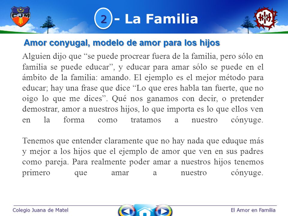 Amor conyugal, modelo de amor para los hijos