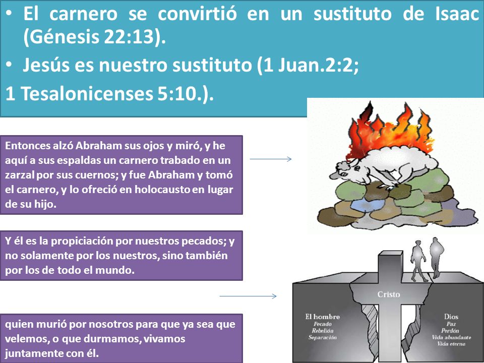 El carnero se convirtió en un sustituto de Isaac (Génesis 22:13).
