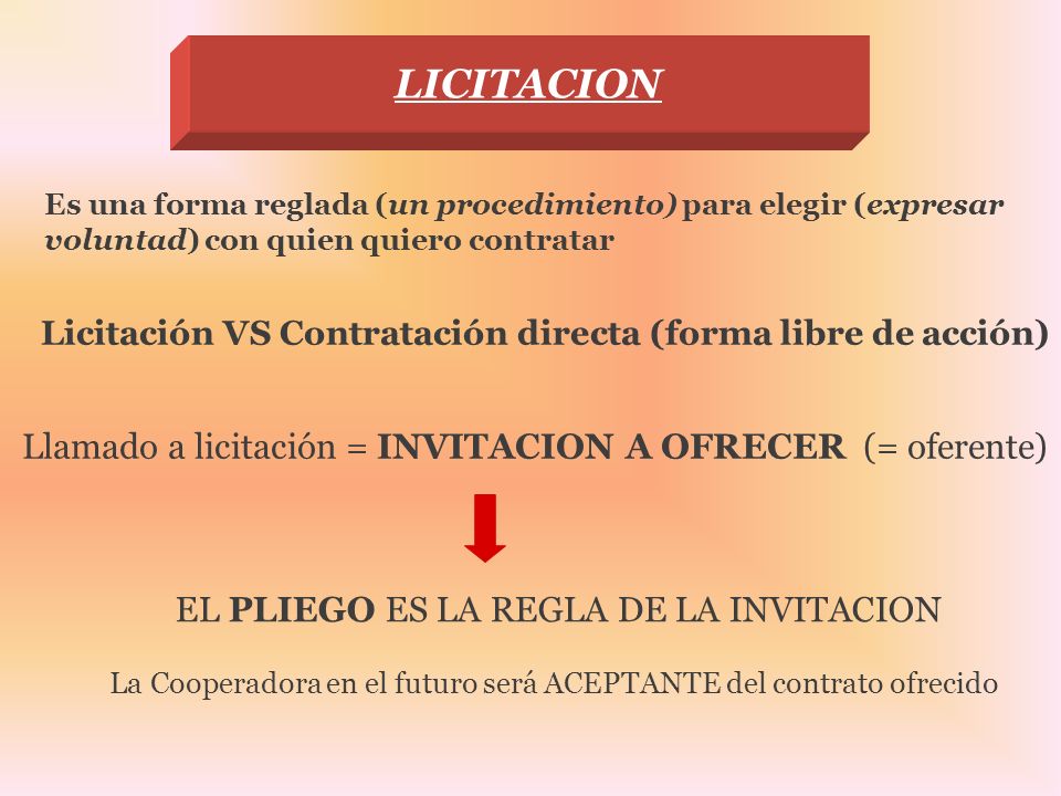 LICITACION Llamado a licitación = INVITACION A OFRECER (= oferente)