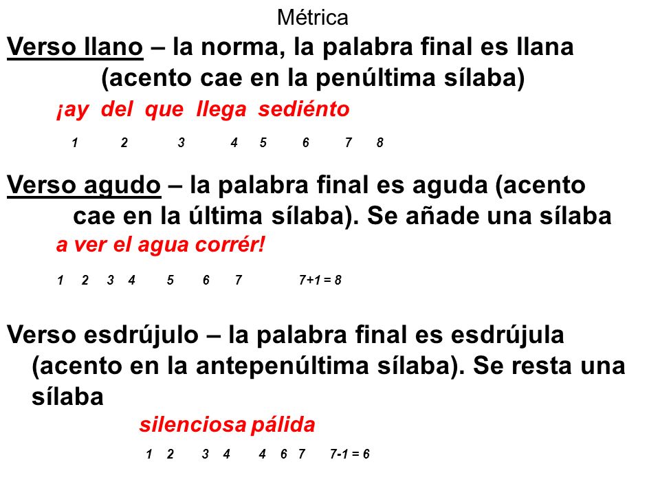 Verso llano – la norma, la palabra final es llana