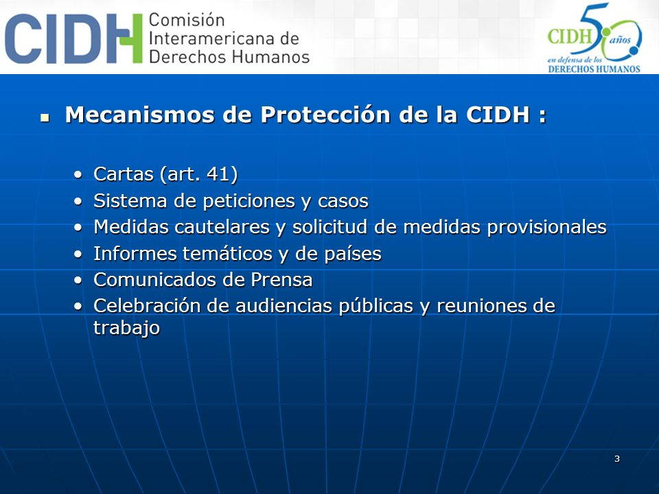 Mecanismos de Protección de la CIDH :