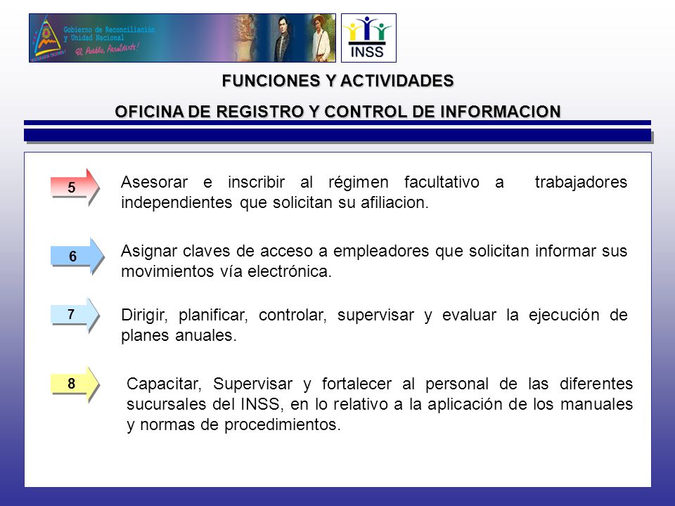 FUNCIONES Y ACTIVIDADES OFICINA DE REGISTRO Y CONTROL DE INFORMACION