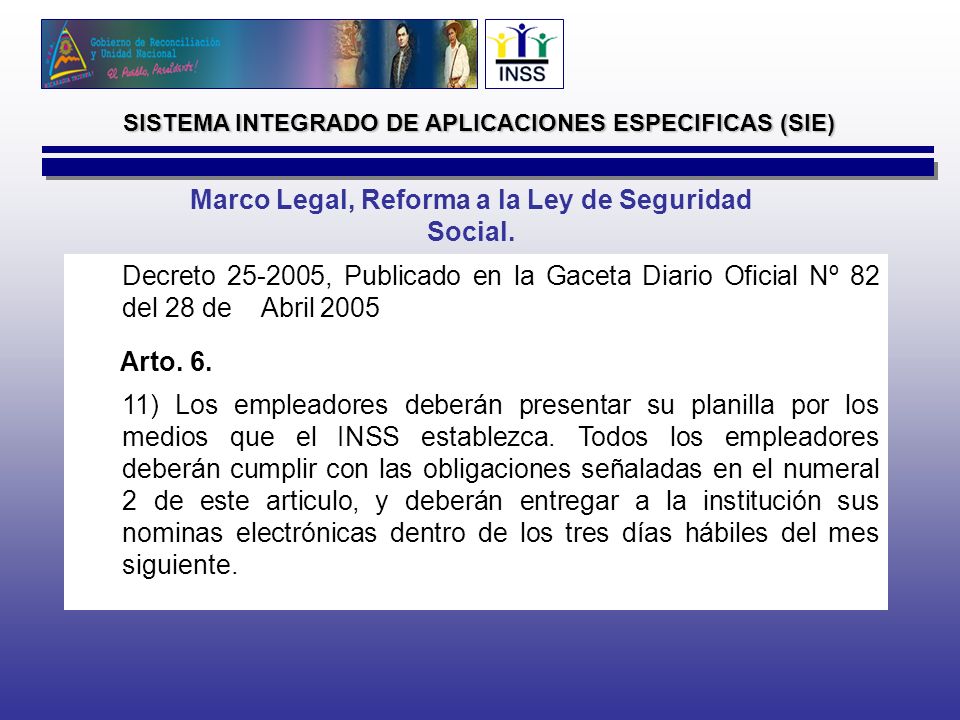Marco Legal, Reforma a la Ley de Seguridad Social.
