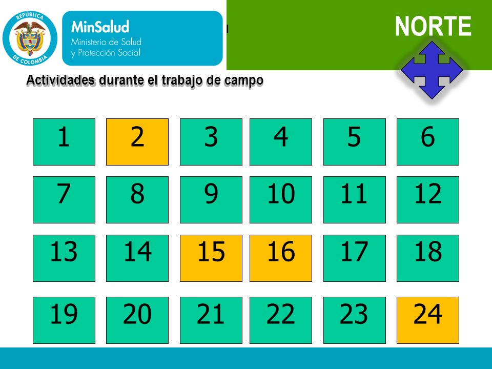 NORTE - Ministerio de la Protección Social. República de Colombia. Actividades durante el trabajo de campo.