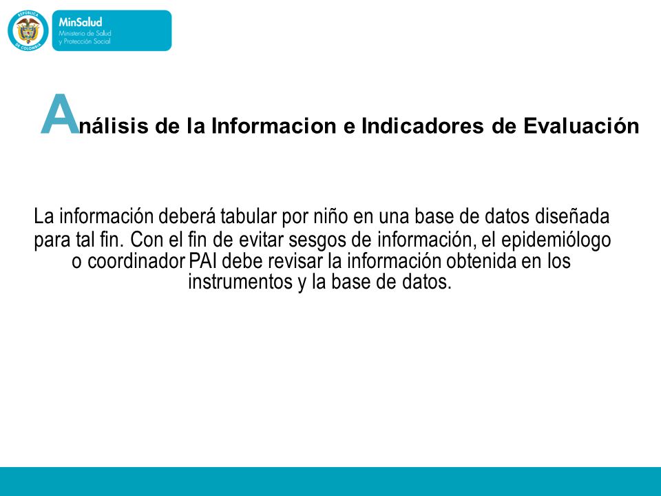 Análisis de la Informacion e Indicadores de Evaluación