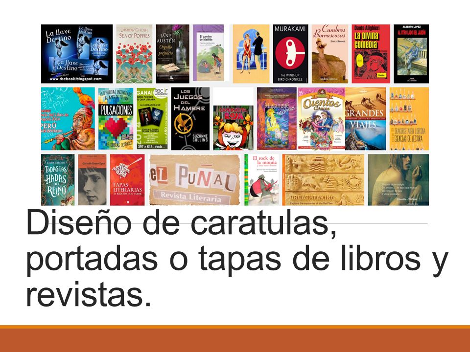 Diseño de caratulas, portadas o tapas de libros y revistas.