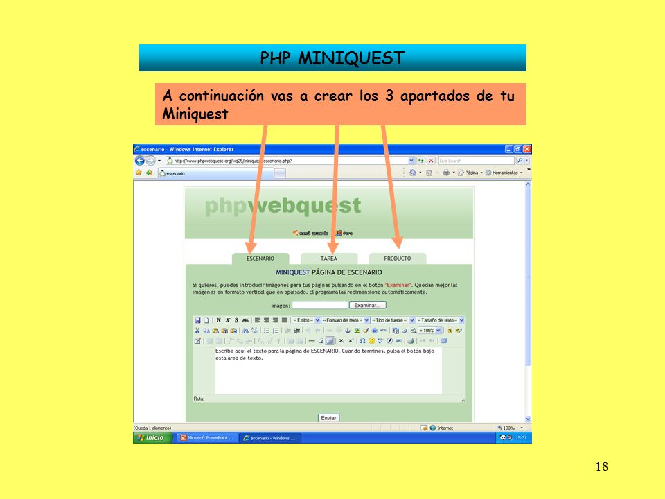 PHP MINIQUEST A continuación vas a crear los 3 apartados de tu Miniquest