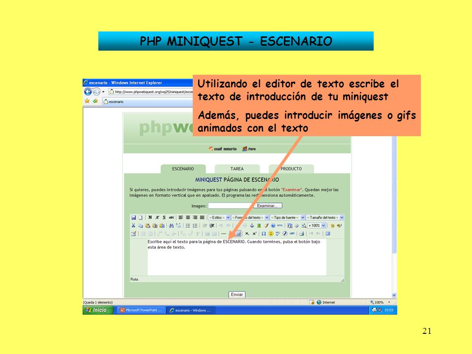 PHP MINIQUEST - ESCENARIO