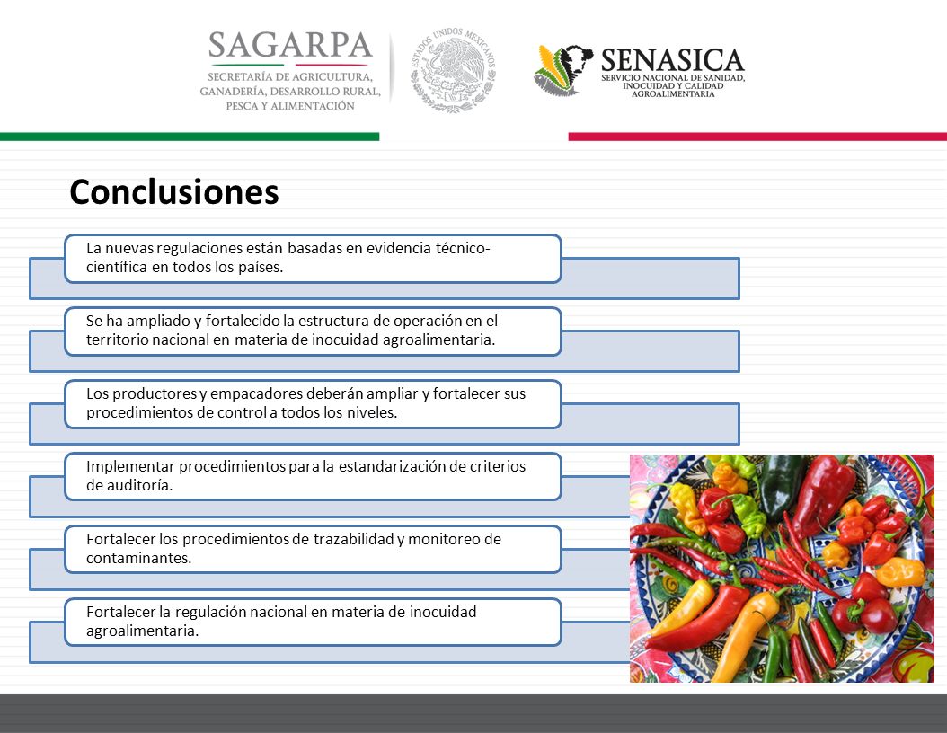 Conclusiones La nuevas regulaciones están basadas en evidencia técnico-científica en todos los países.