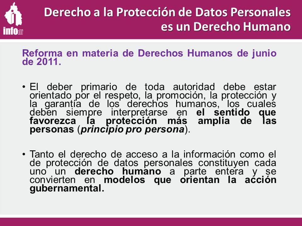 Derecho a la Protección de Datos Personales es un Derecho Humano