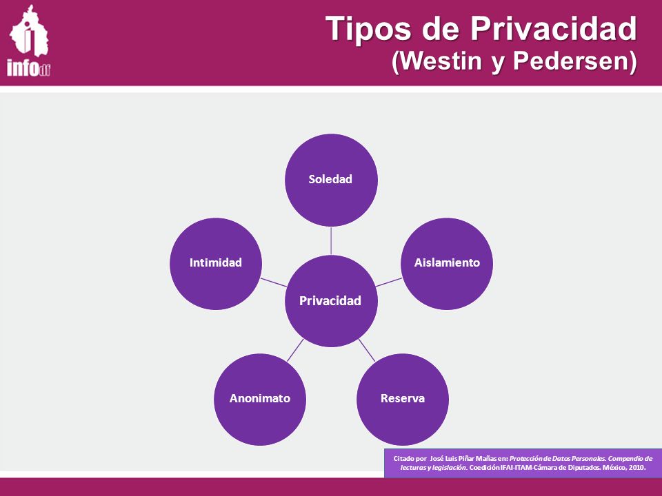 Tipos de Privacidad (Westin y Pedersen)