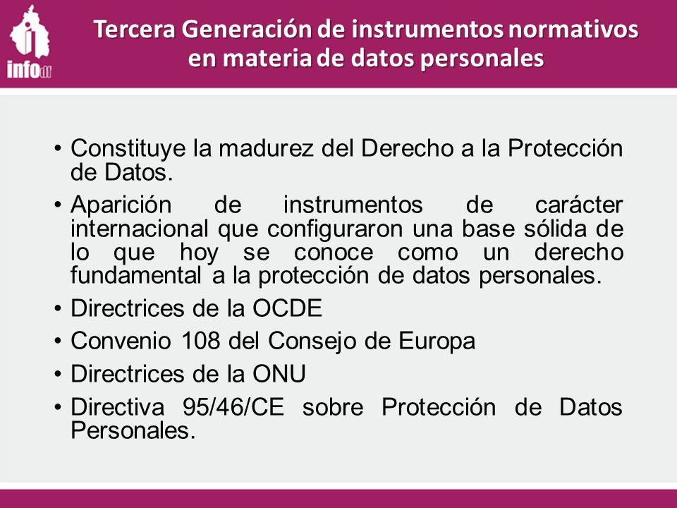 Tercera Generación de instrumentos normativos en materia de datos personales