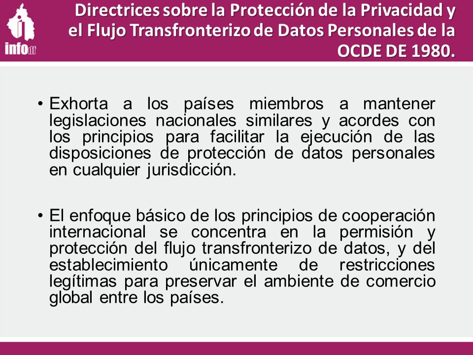 Directrices sobre la Protección de la Privacidad y el Flujo Transfronterizo de Datos Personales de la OCDE DE 1980.