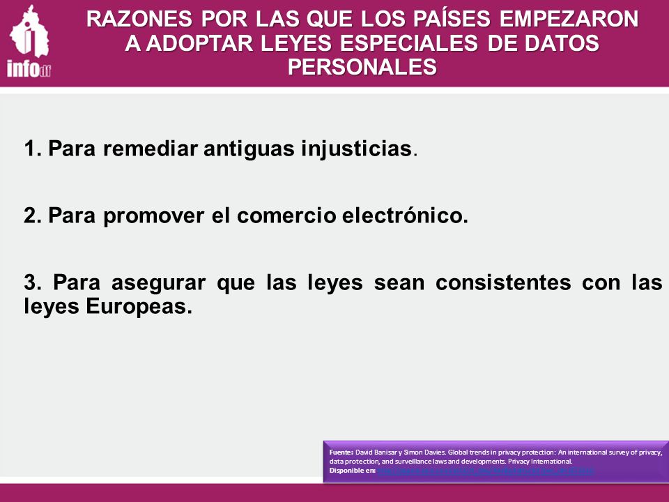 RAZONES POR LAS QUE LOS PAÍSES EMPEZARON A ADOPTAR LEYES ESPECIALES DE DATOS PERSONALES
