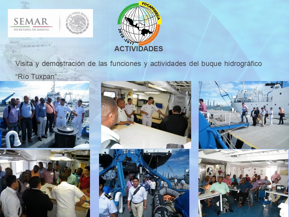 ACTIVIDADES Visita y demostración de las funciones y actividades del buque hidrográfico Río Tuxpan .