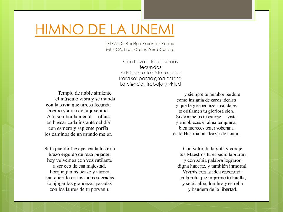 HIMNO DE LA UNEMI Con la voz de tus surcos fecundos