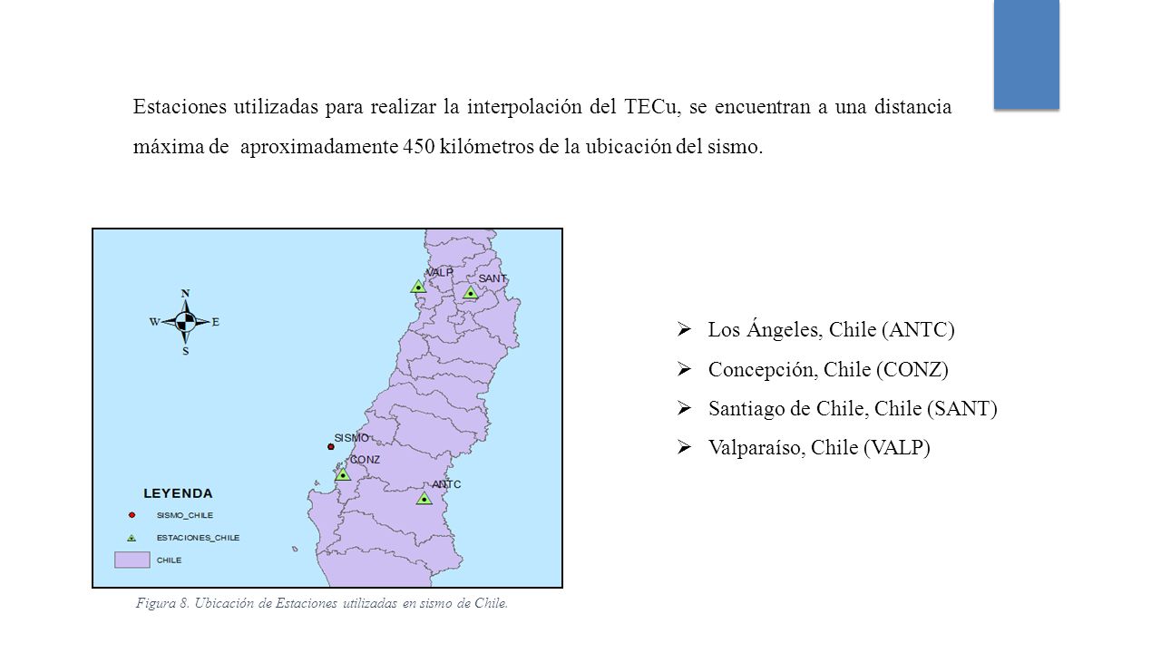 Figura 8. Ubicación de Estaciones utilizadas en sismo de Chile.