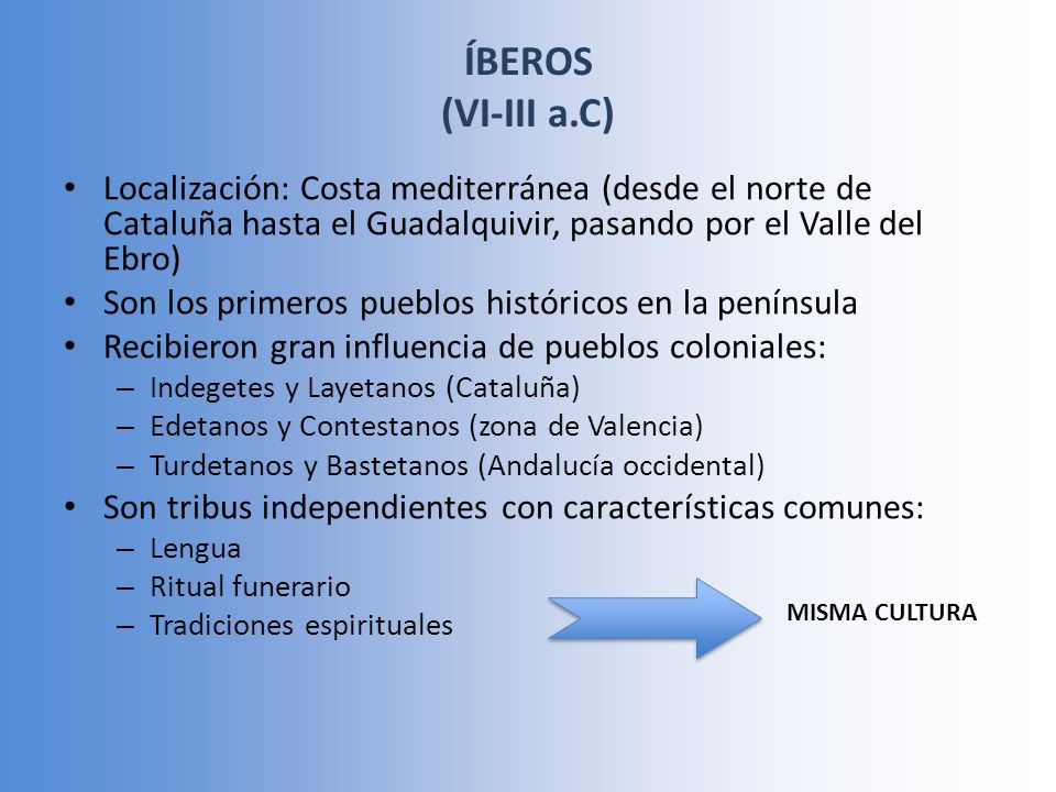 ÍBEROS (VI-III a.C) Localización: Costa mediterránea (desde el norte de Cataluña hasta el Guadalquivir, pasando por el Valle del Ebro)