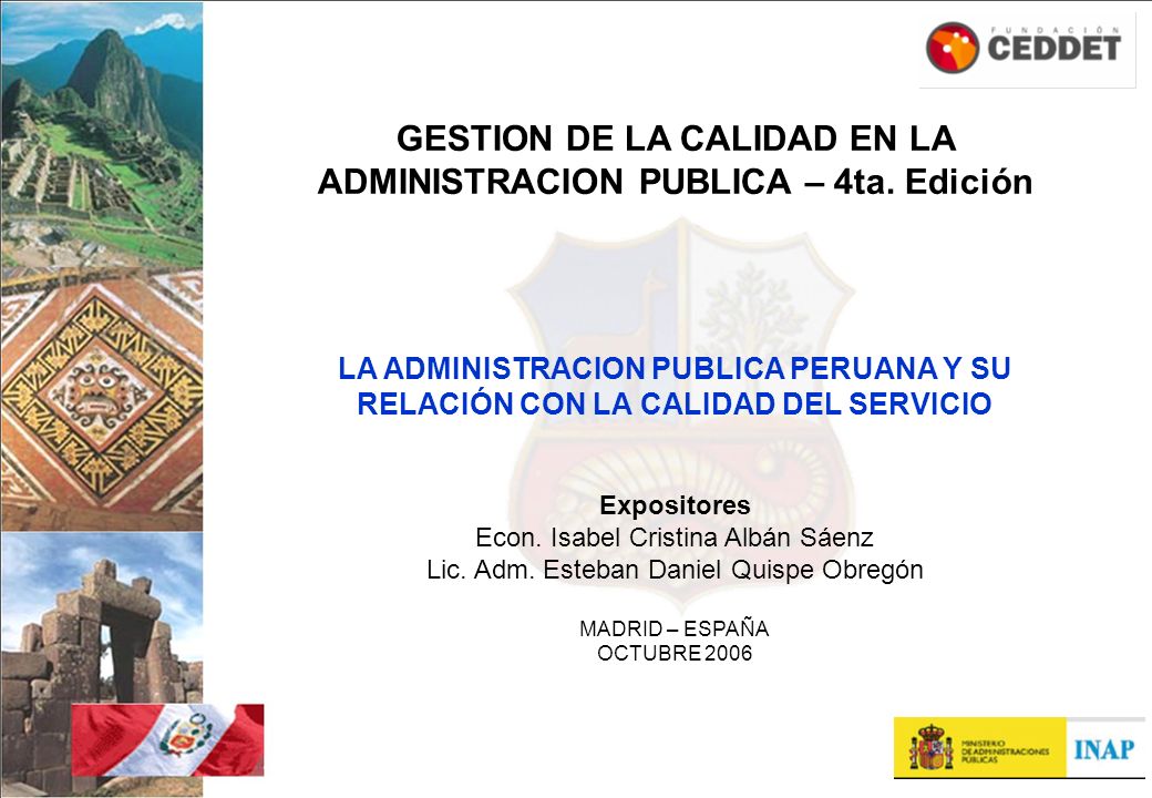 GESTION DE LA CALIDAD EN LA ADMINISTRACION PUBLICA – 4ta. Edición