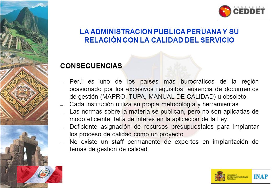 LA ADMINISTRACION PUBLICA PERUANA Y SU RELACIÓN CON LA CALIDAD DEL SERVICIO