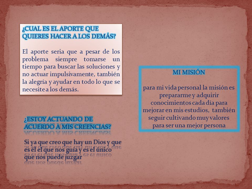¿CUAL ES EL APORTE QUE QUIERES HACER A LOS DEMÁS
