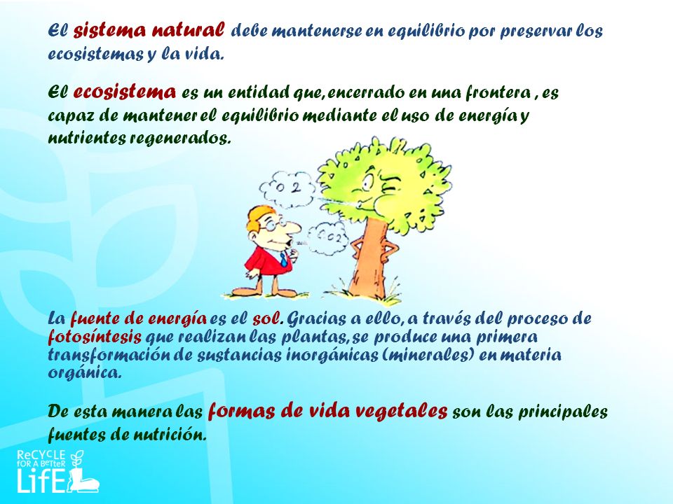 El sistema natural debe mantenerse en equilibrio por preservar los ecosistemas y la vida.