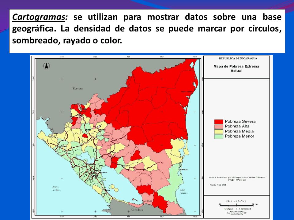 Cartogramas: se utilizan para mostrar datos sobre una base geográfica