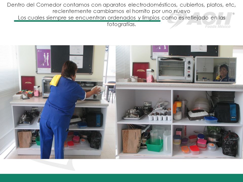 Dentro del Comedor contamos con aparatos electrodomésticos, cubiertos, platos, etc, recientemente cambiamos el hornito por uno nuevo
